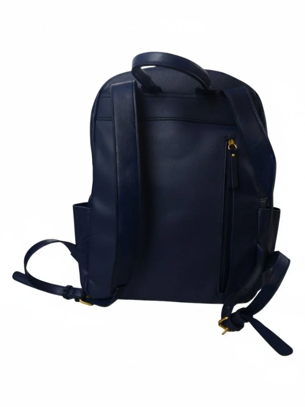 Rosetti Navy Faux Leather Laptop Backpack Work Travel Bag w/ Gold Hardware Chic